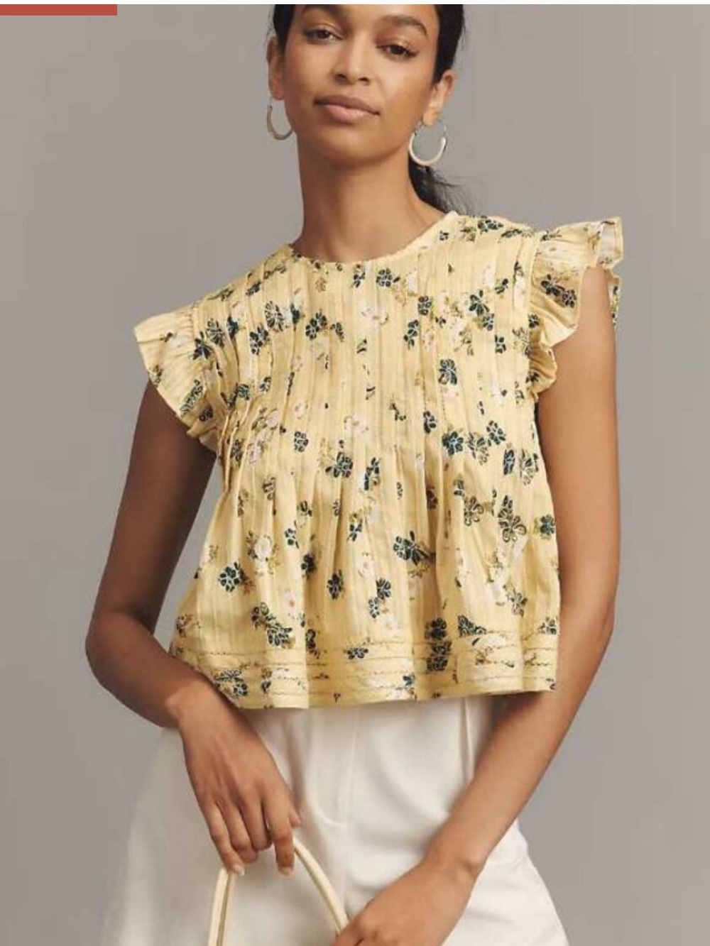 the Pilcro Jade Short-Sleeve Pleated Swing Top from Anthropologie